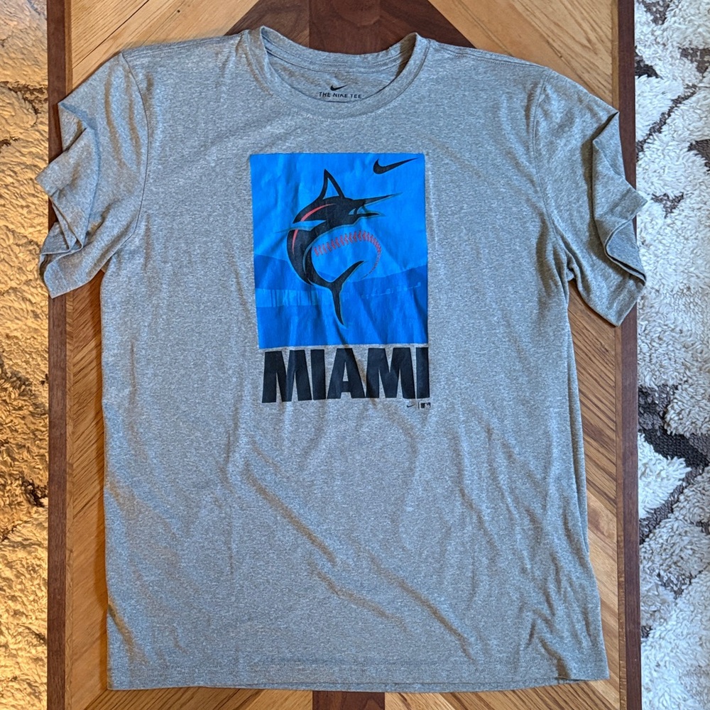 Gray Miami Marlins Nike Tee - Large